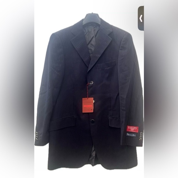 Elegant Black Pinstripe Men's Blazer by Pierre Balmain